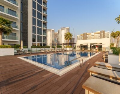 Modern Studio with Balcony | Pool & Gym | Azizi Riviera
